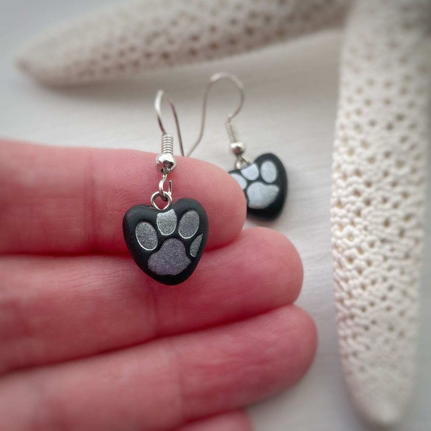 Paw Print Earrings Heart Dog Earrings Heart Cat Earrings