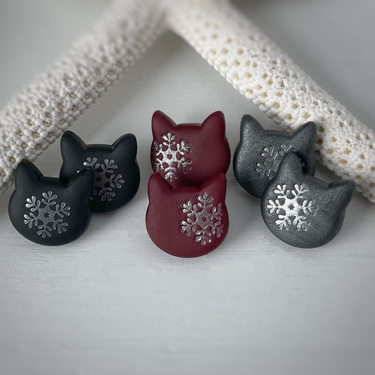 Cat Earrings - Snowflake (version A) Studs