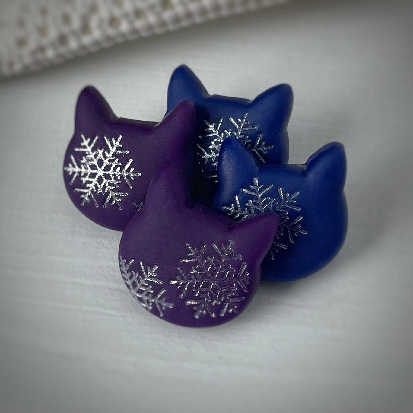 Cat Earrings - Snowflake (version B) Studs