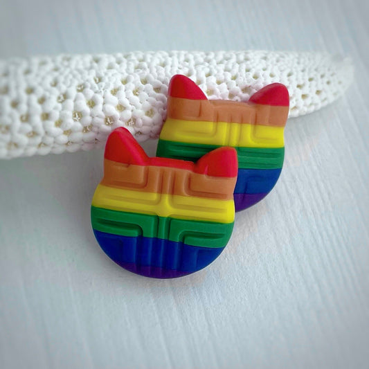 Cat Earrings Rainbow Cat Stud Earrings
