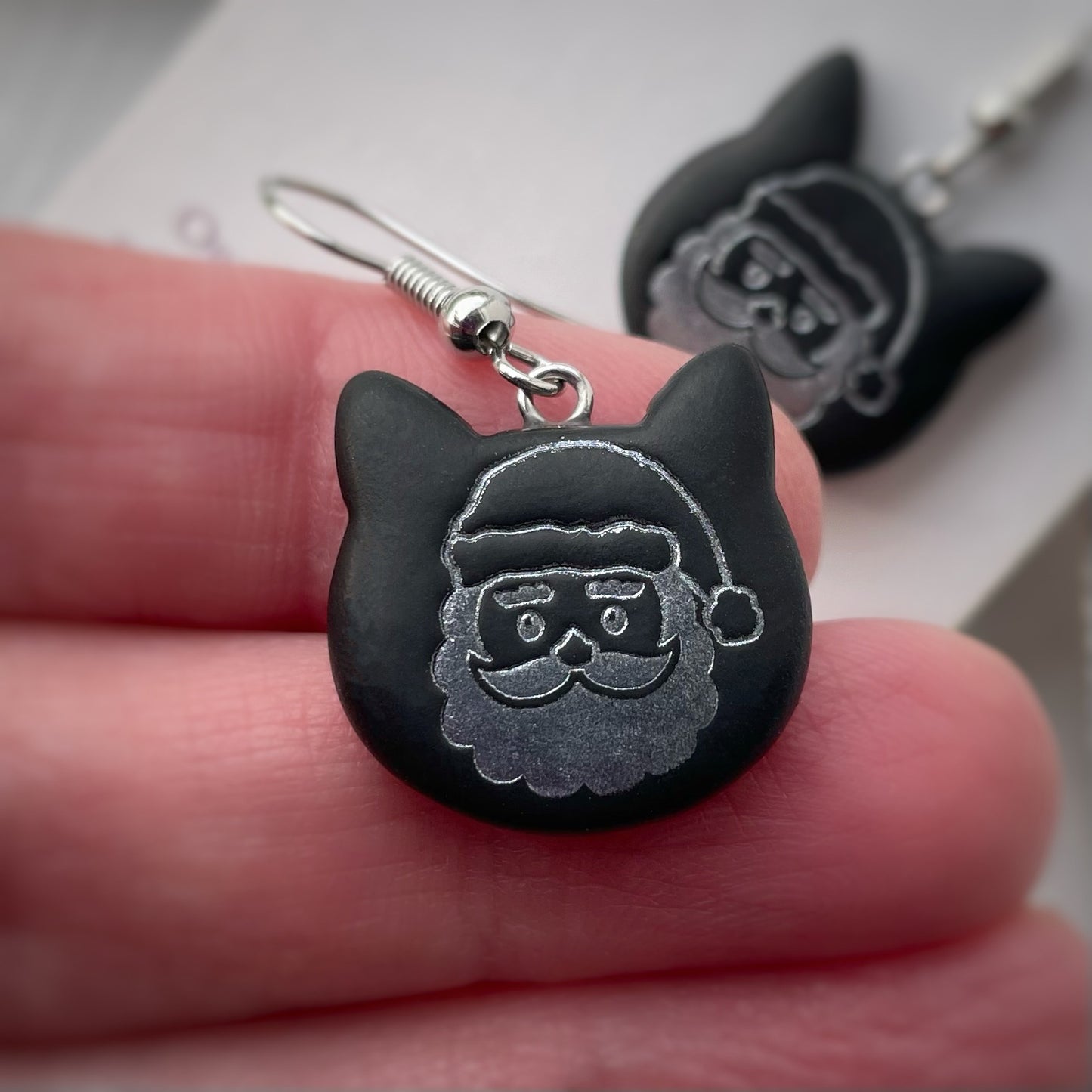 Cat Earrings - Santa Drop Earrings